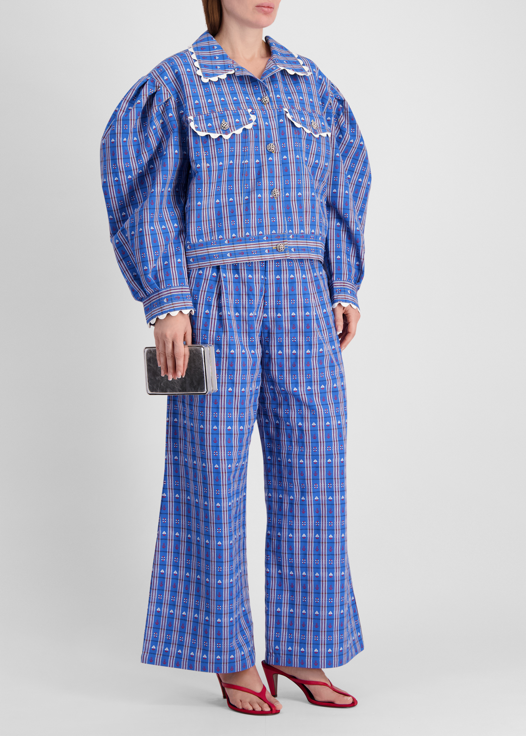 Maria printed cotton-blend trousers