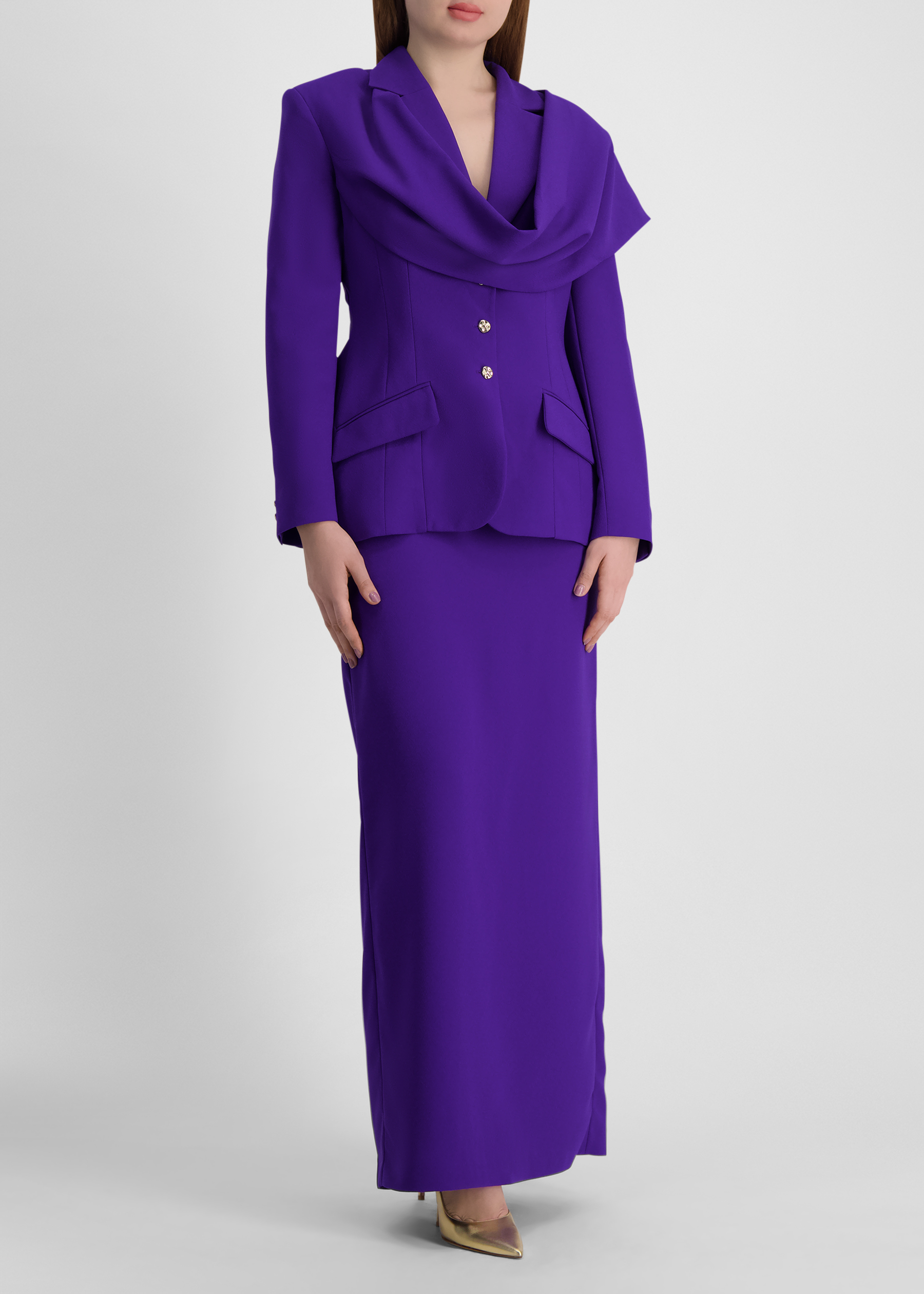 Trish purple shawl crepe blazer