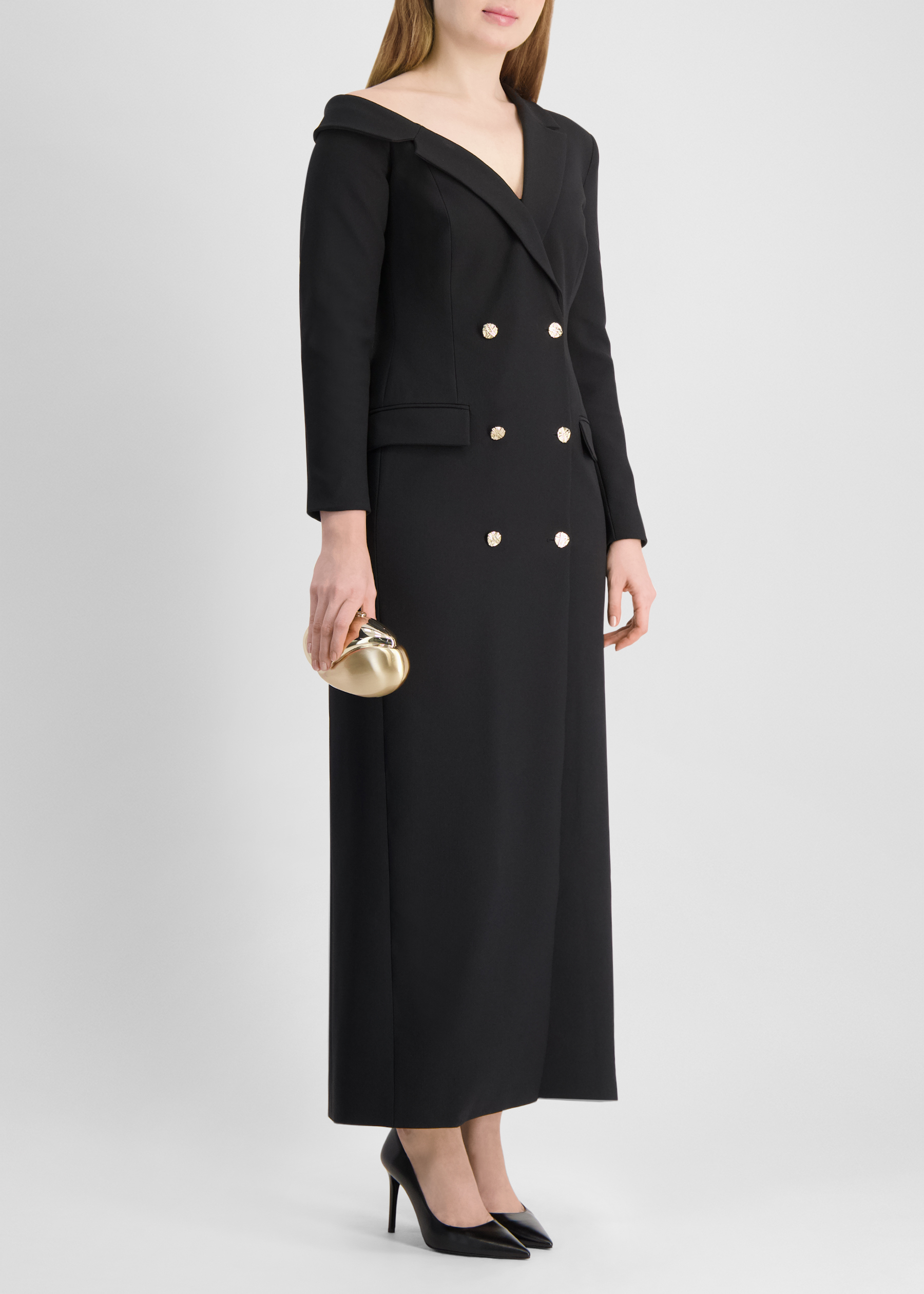 Aria black tailored maxi dress