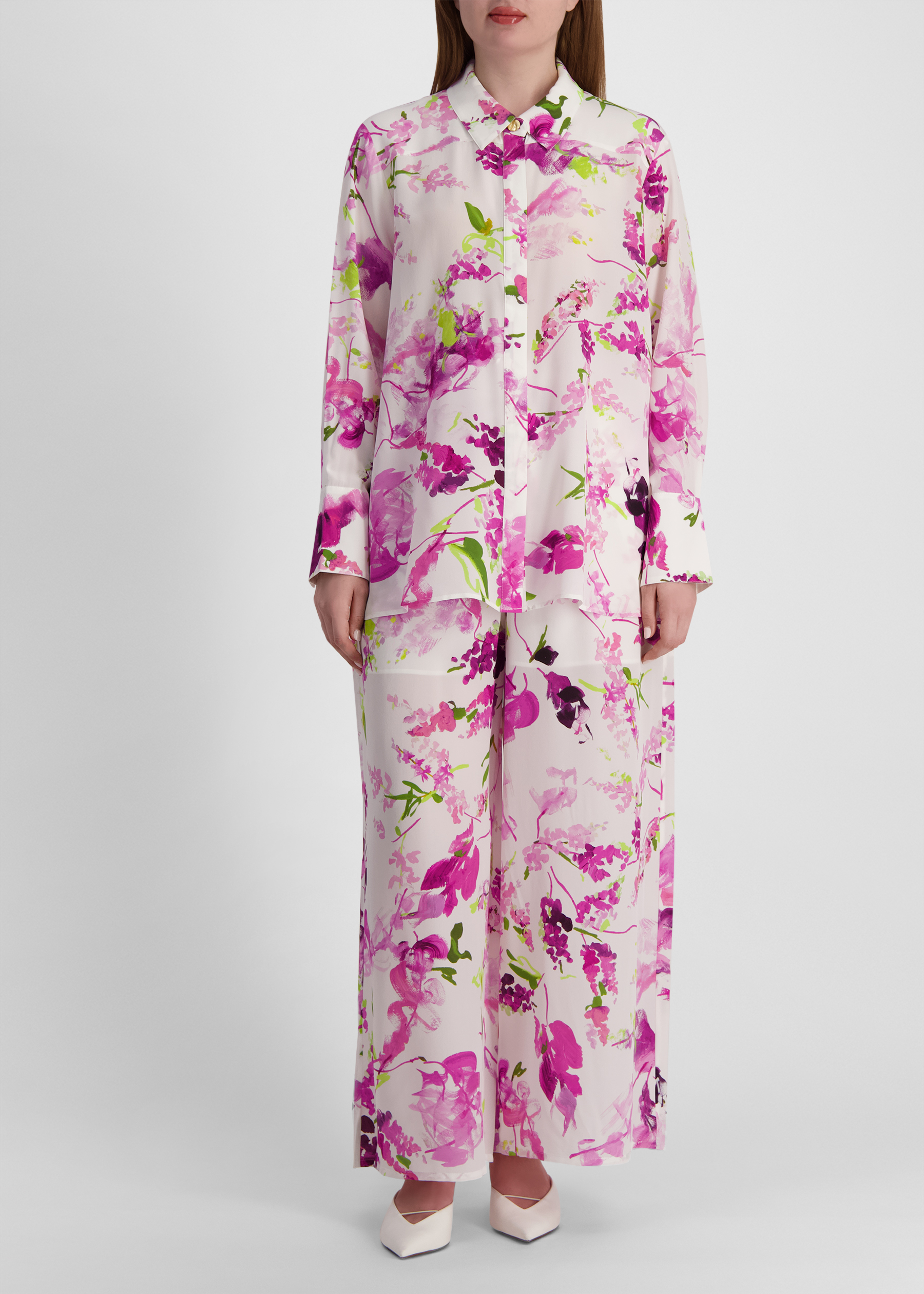 Atomic floral-print silk shirt