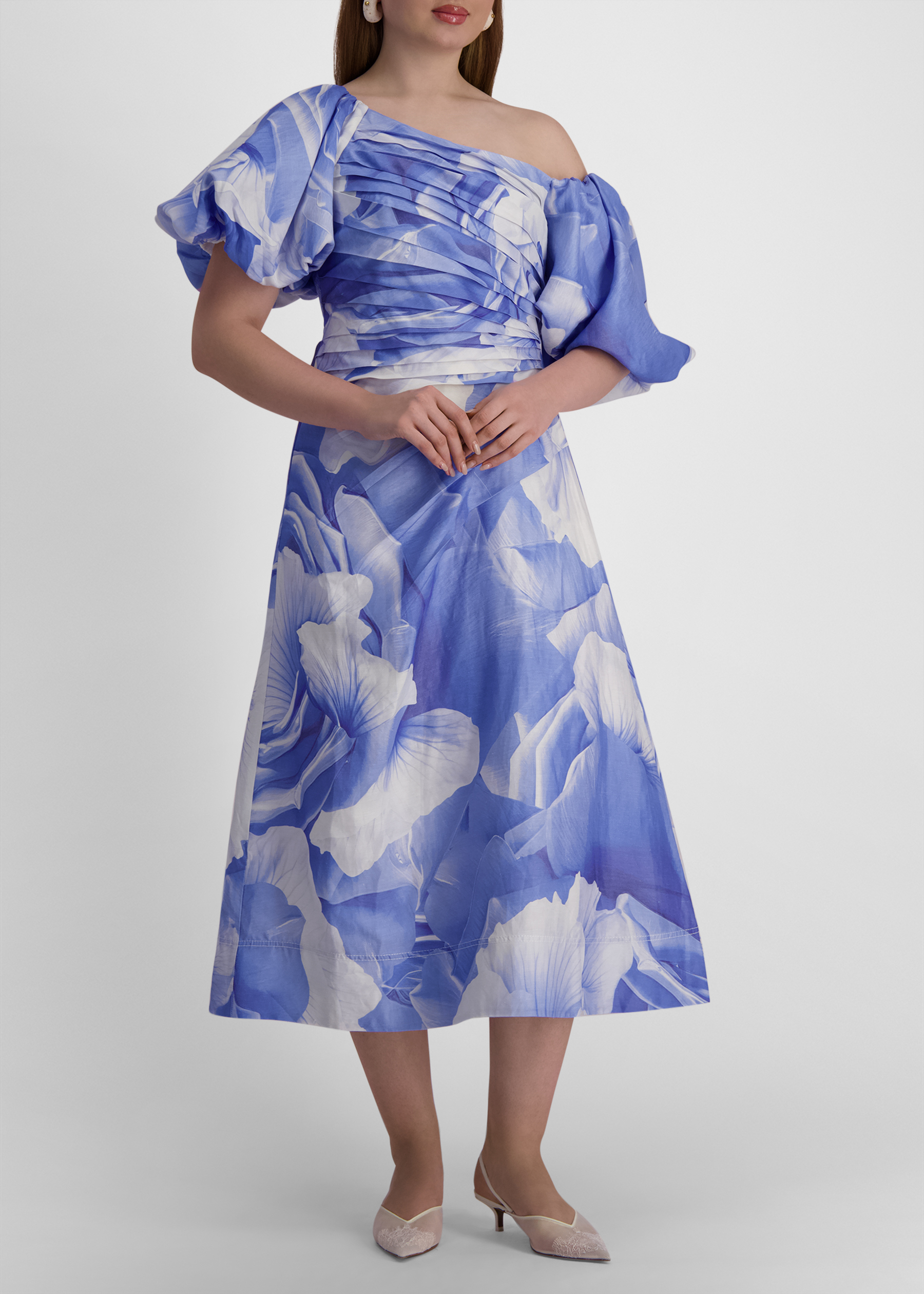 Cadence pleated linen-blend midi dress