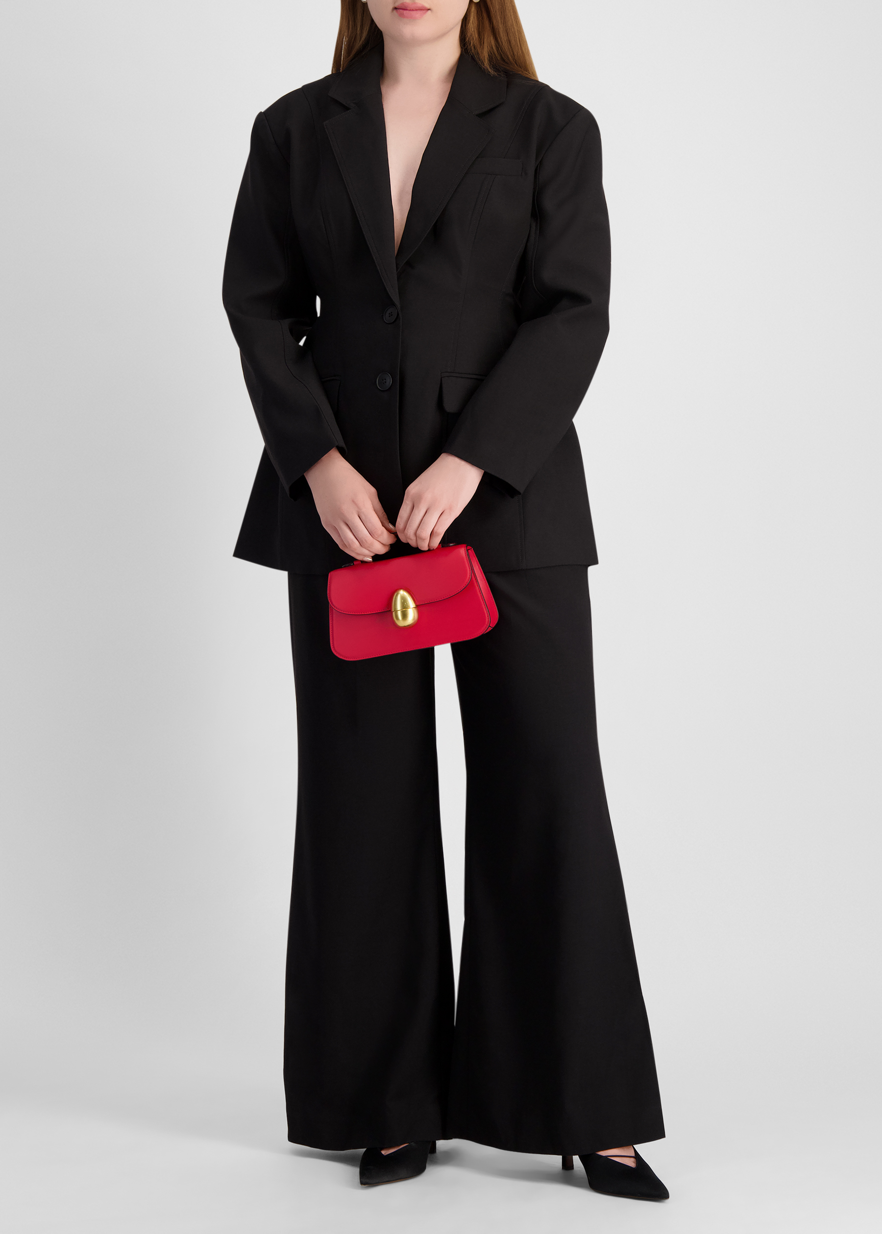 Roundle black wide-leg trousers