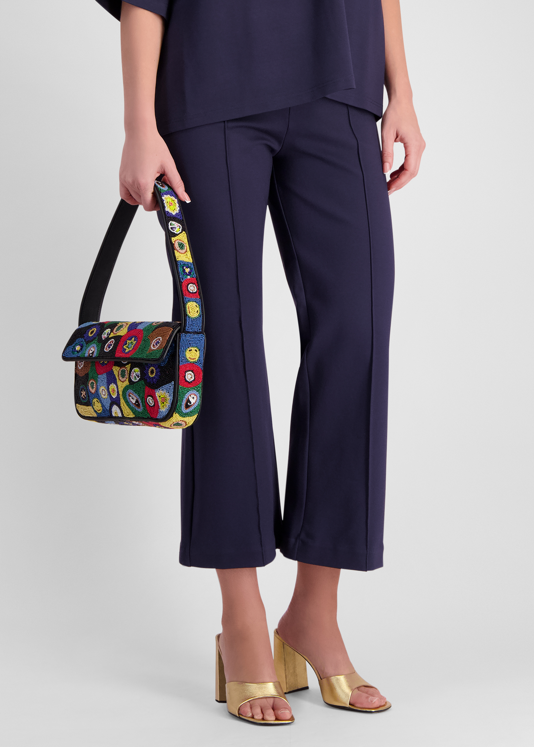Knack navy straight-leg trousers
