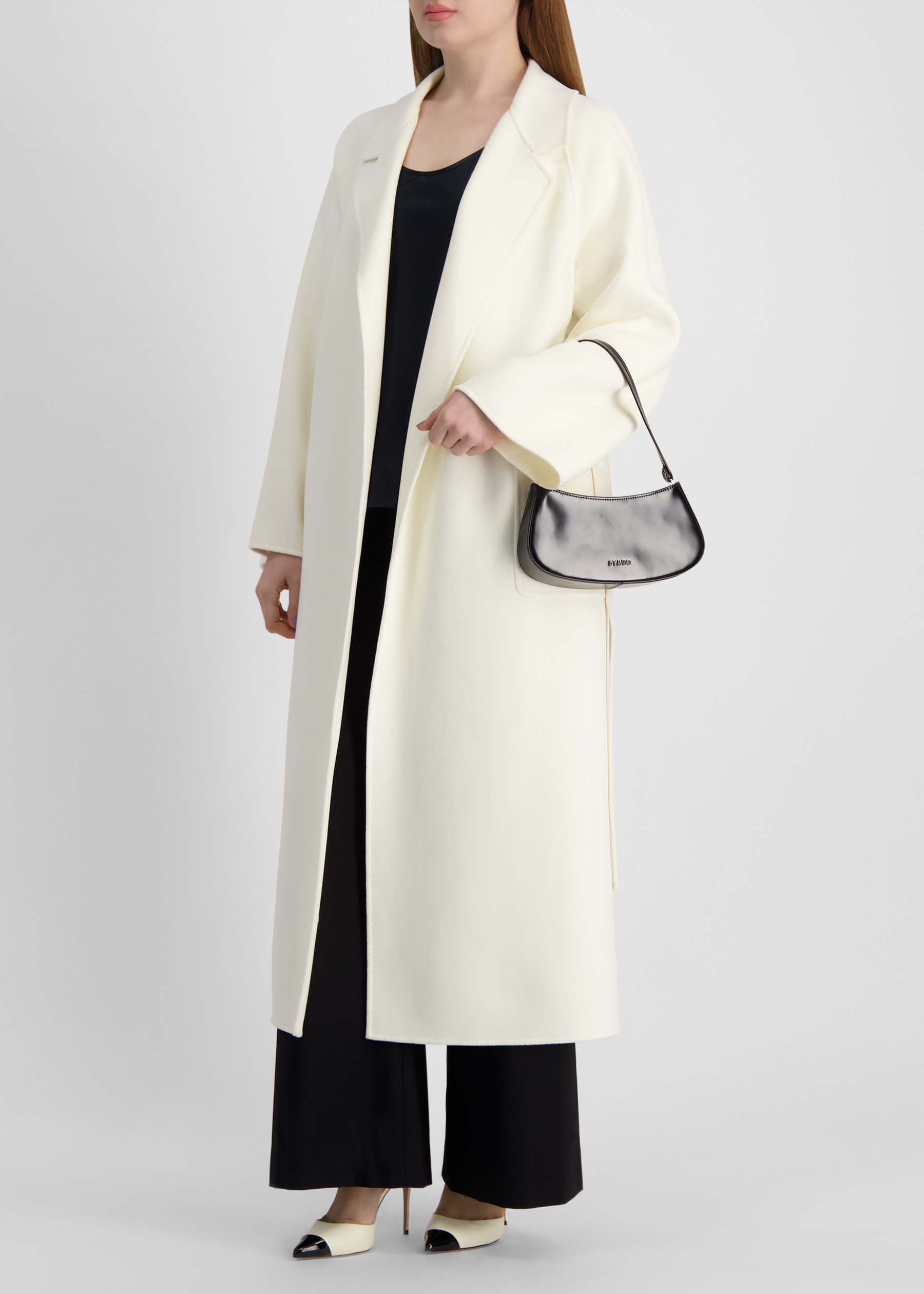Suza beige belted wool coat
