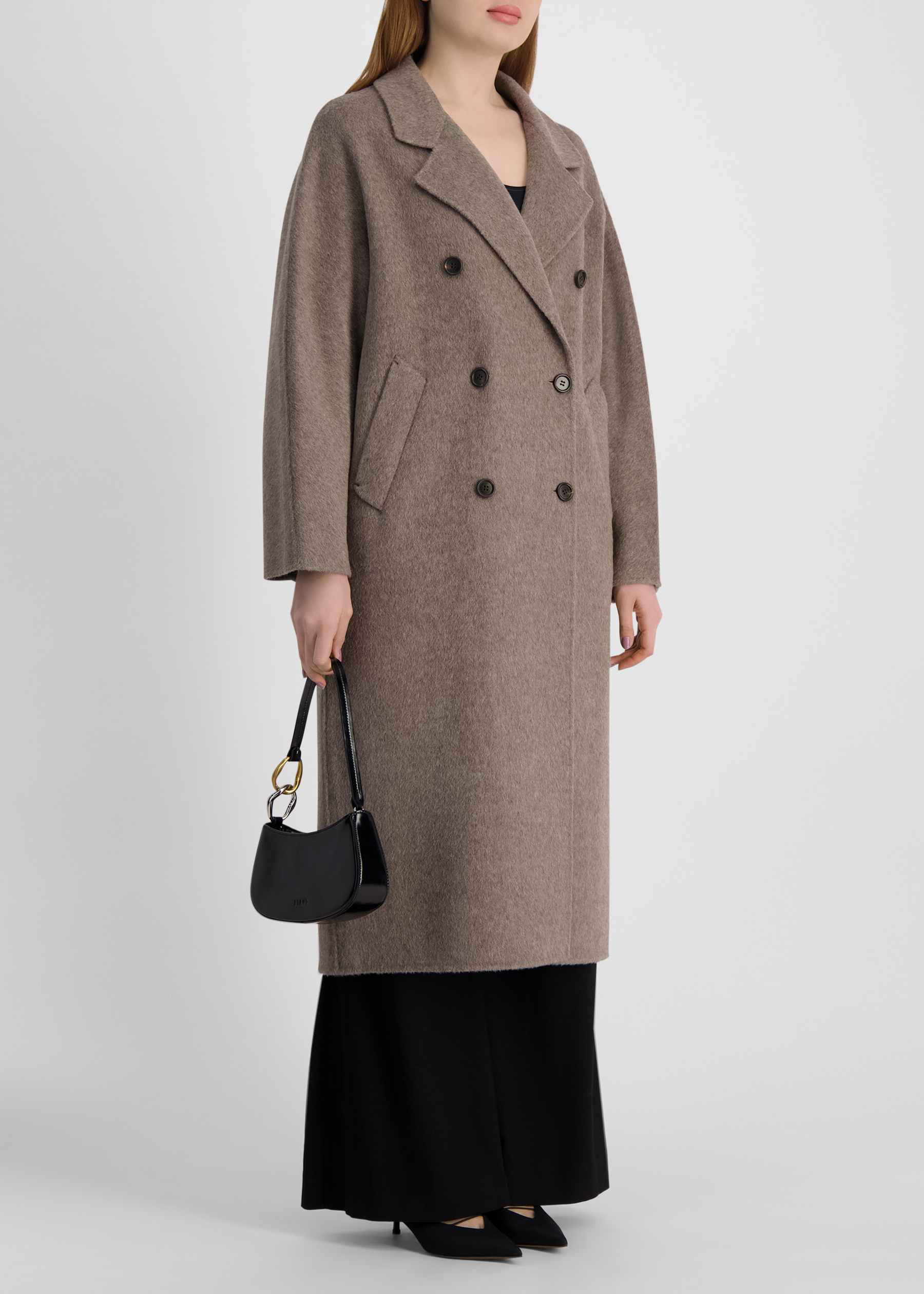 Marisa grey double-breasted wool coat