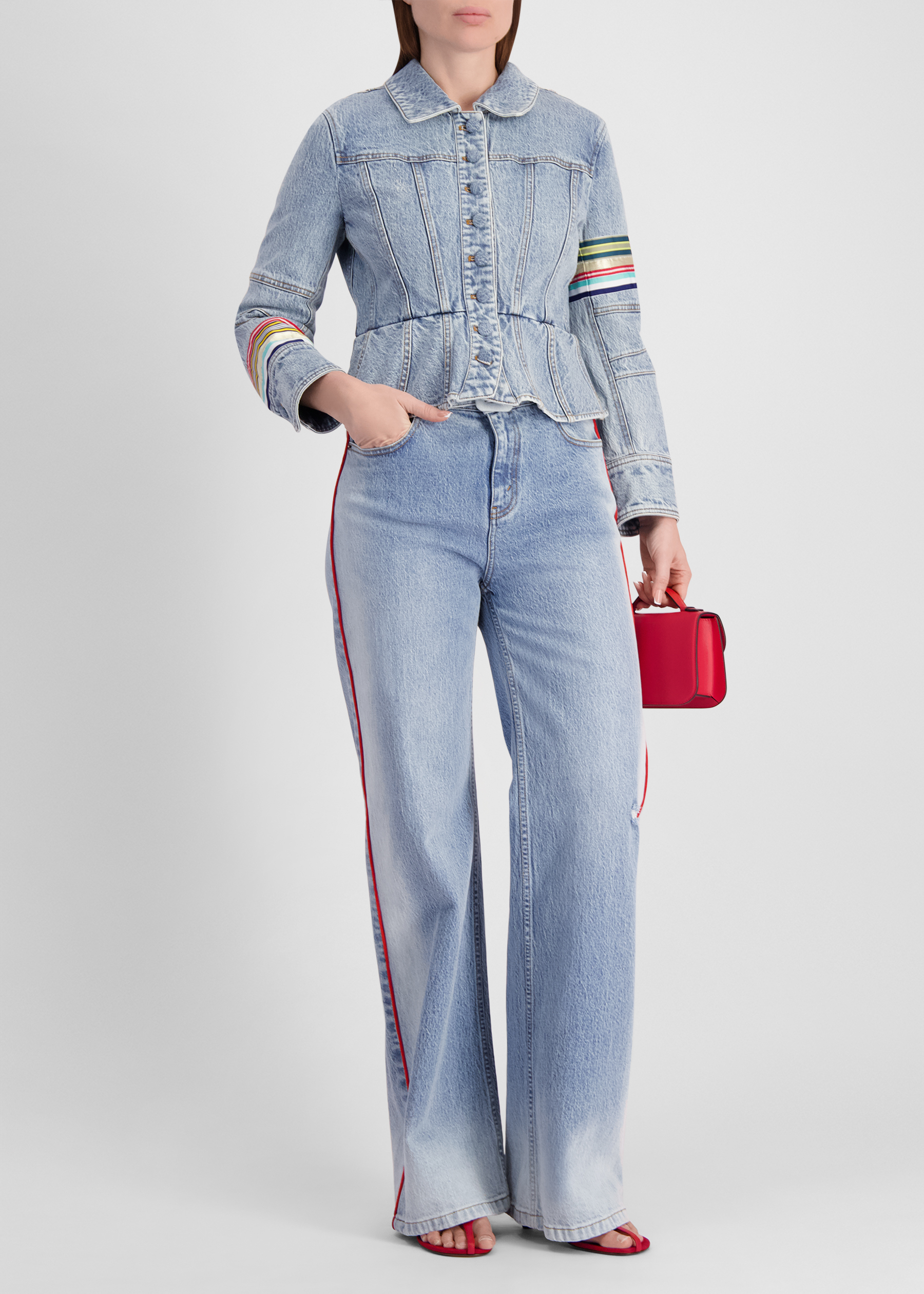 Kai blue grosgrain-detail denim jacket