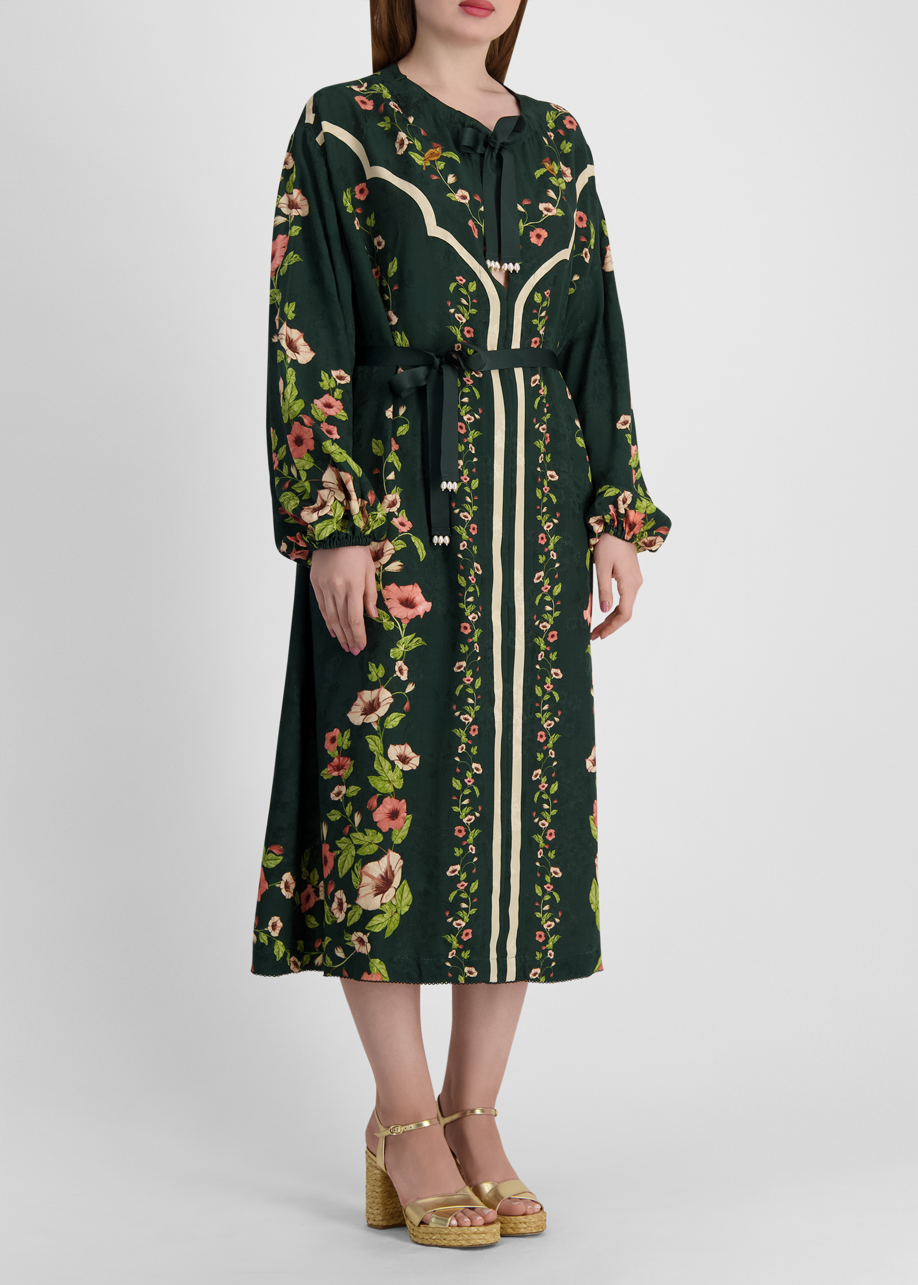 Zircon mosquetero floral-jacquard kaftan