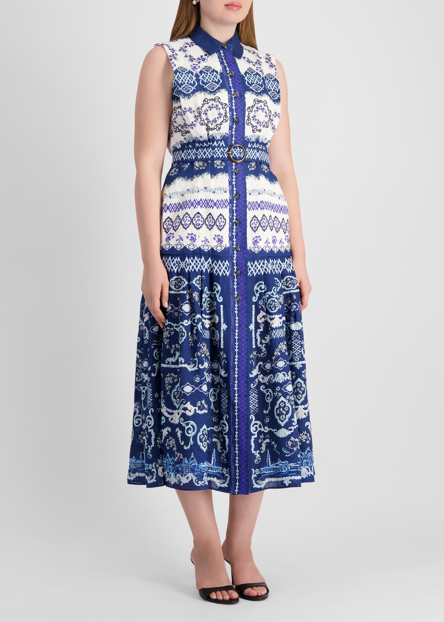 Nya printed linen midi dress