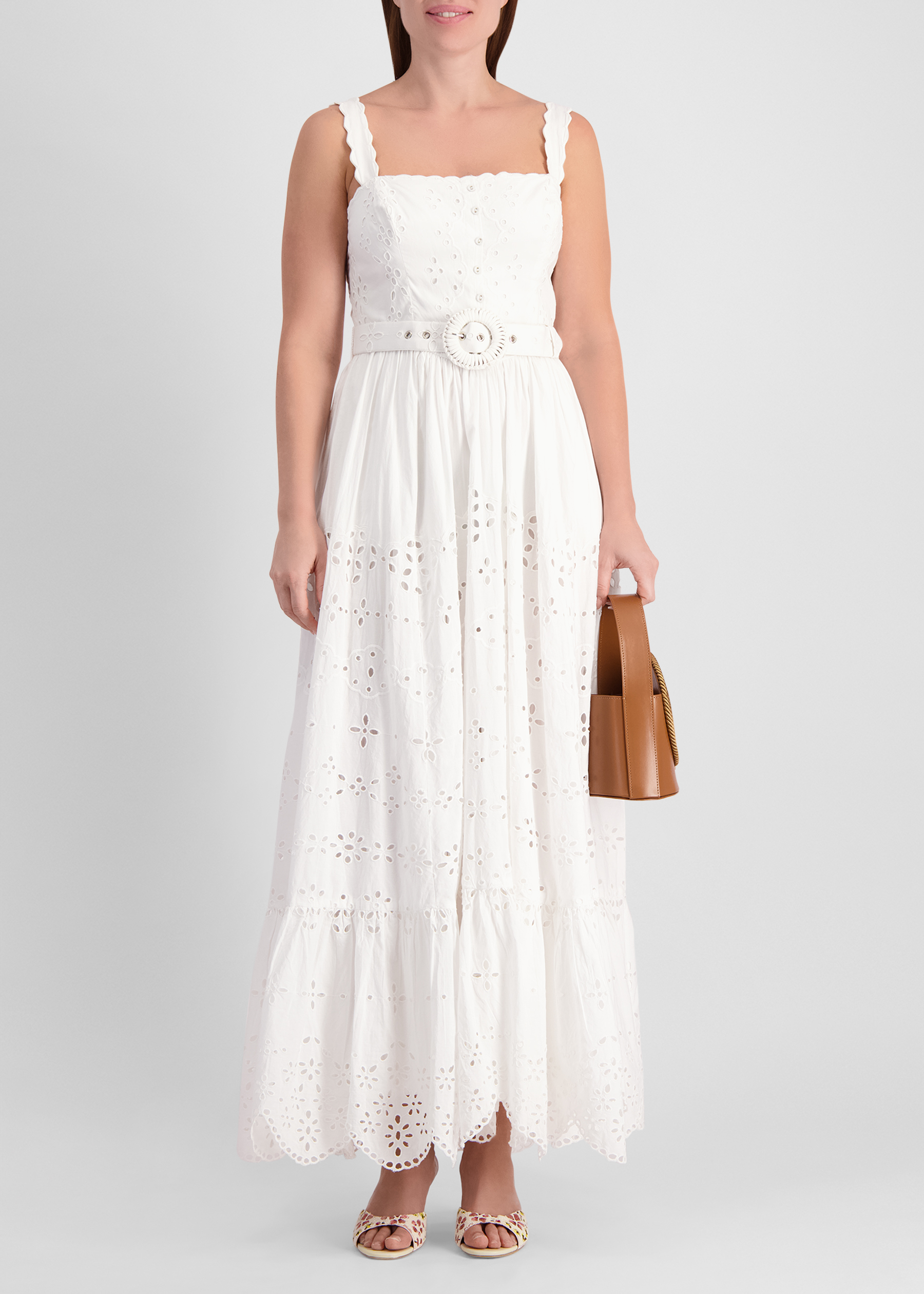 Adya white broderie-anglaise cotton maxi dress