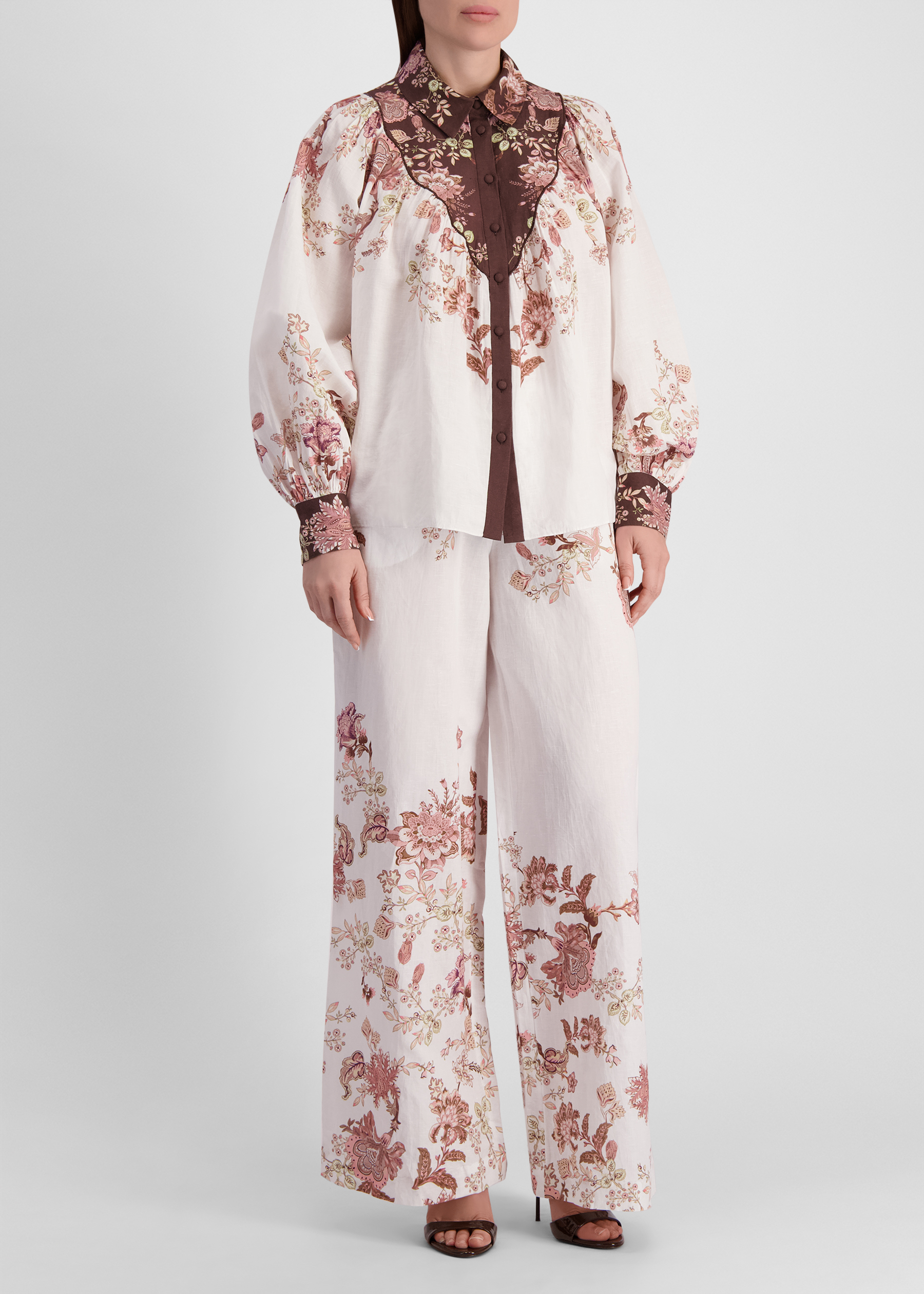 Diza floral-print linen-blend shirt