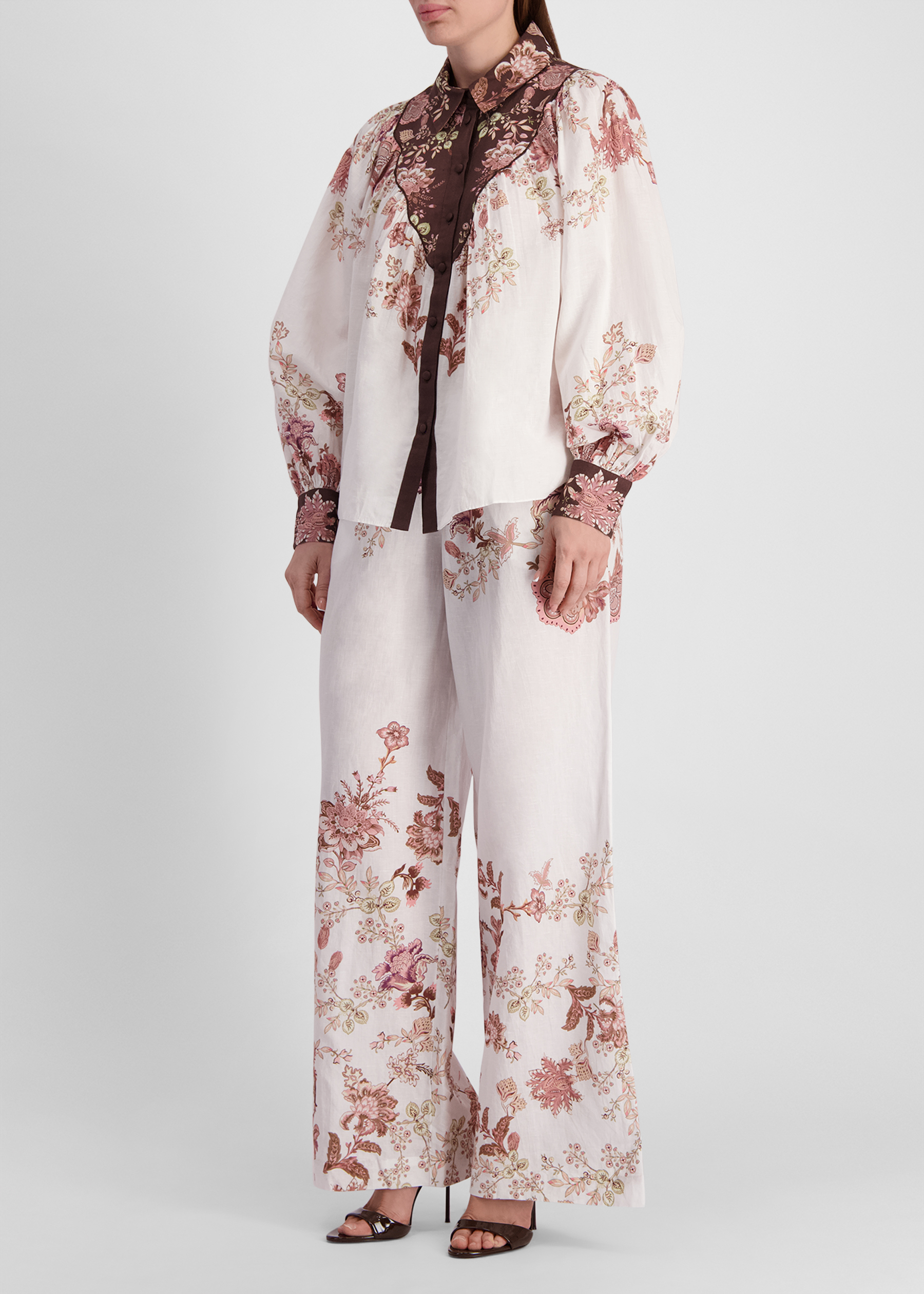 Diza floral-print linen-blend trousers