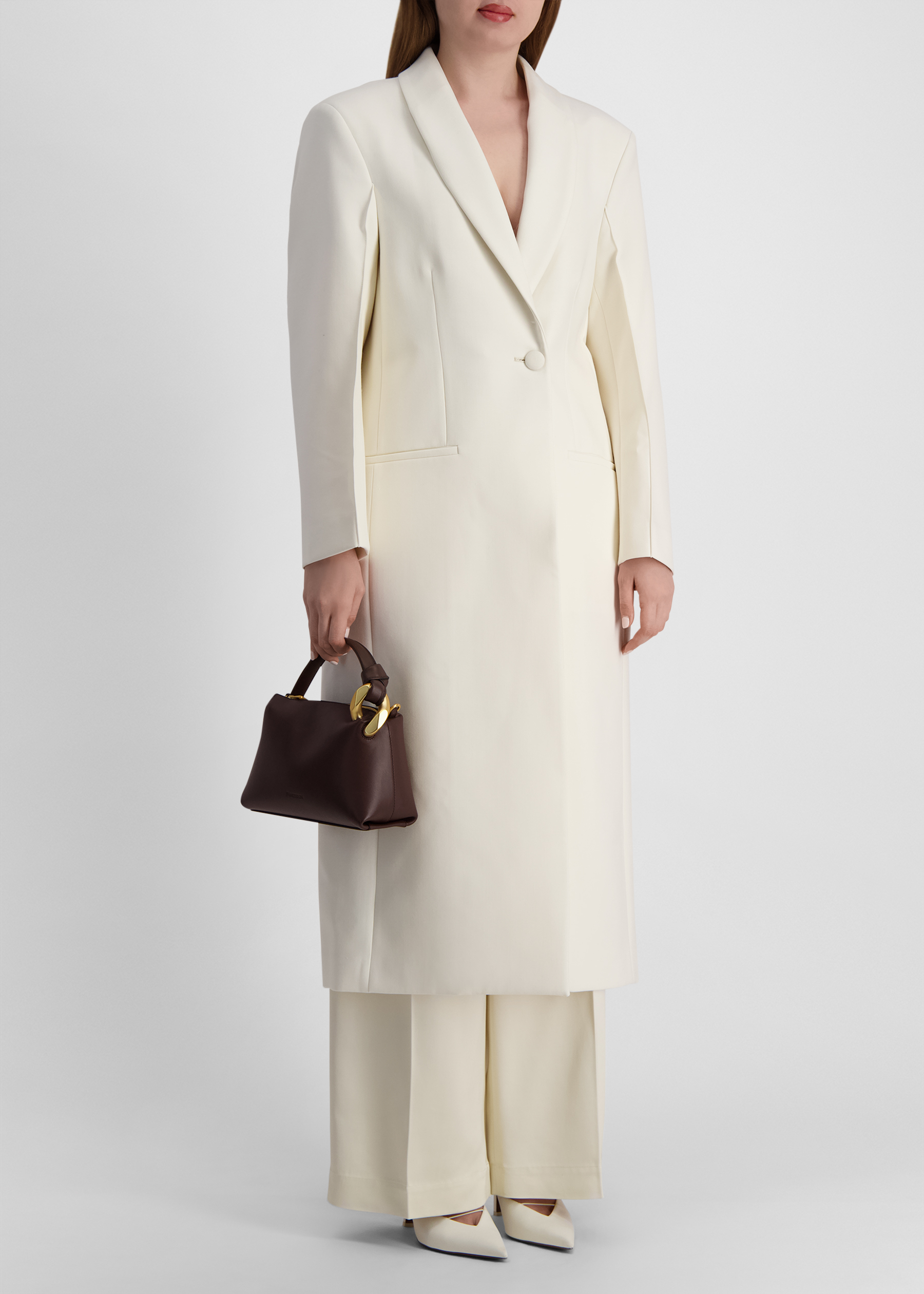 Opera ivory double-breasted wool-blend coat