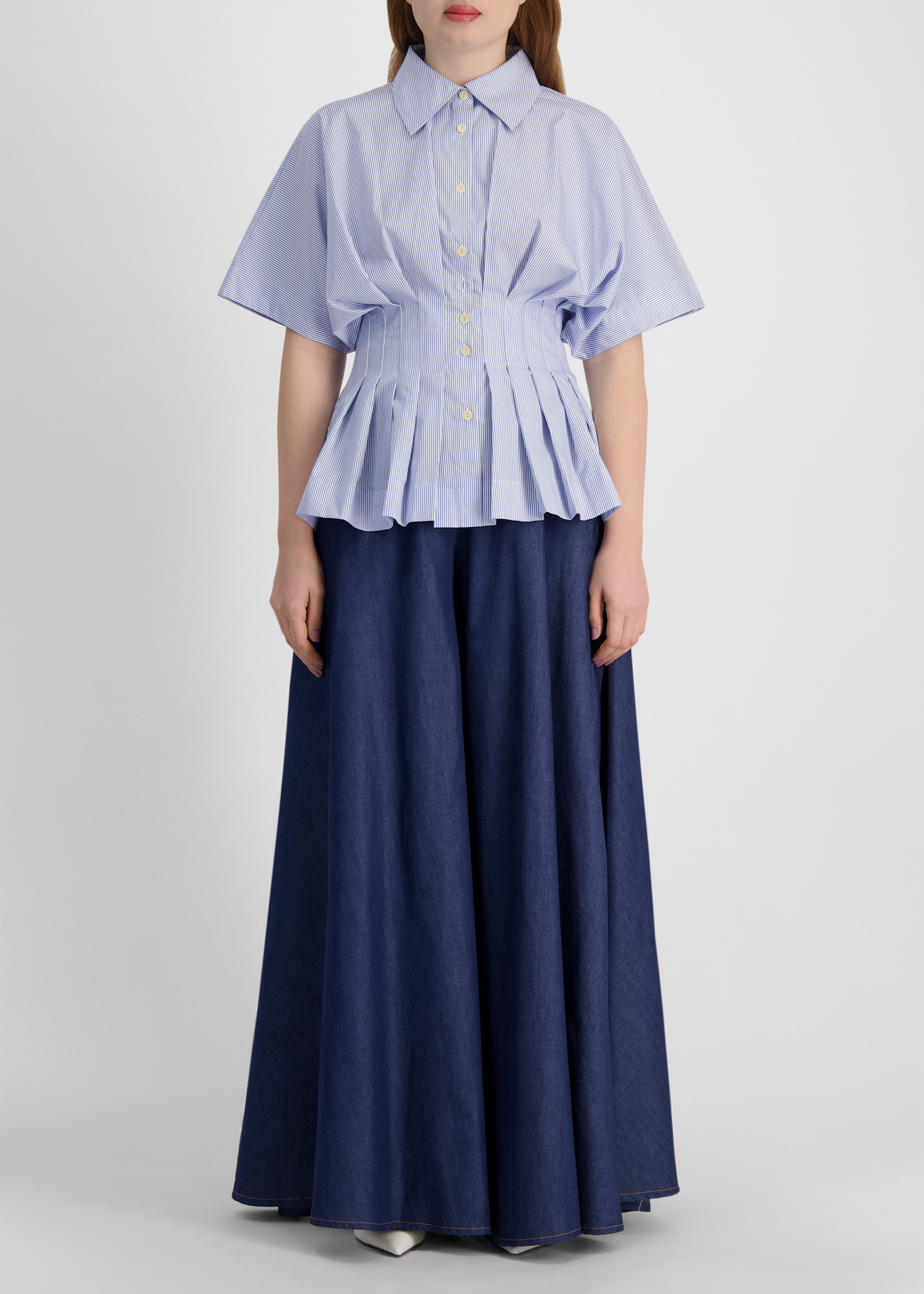 Clarity blue wide-leg denim trousers