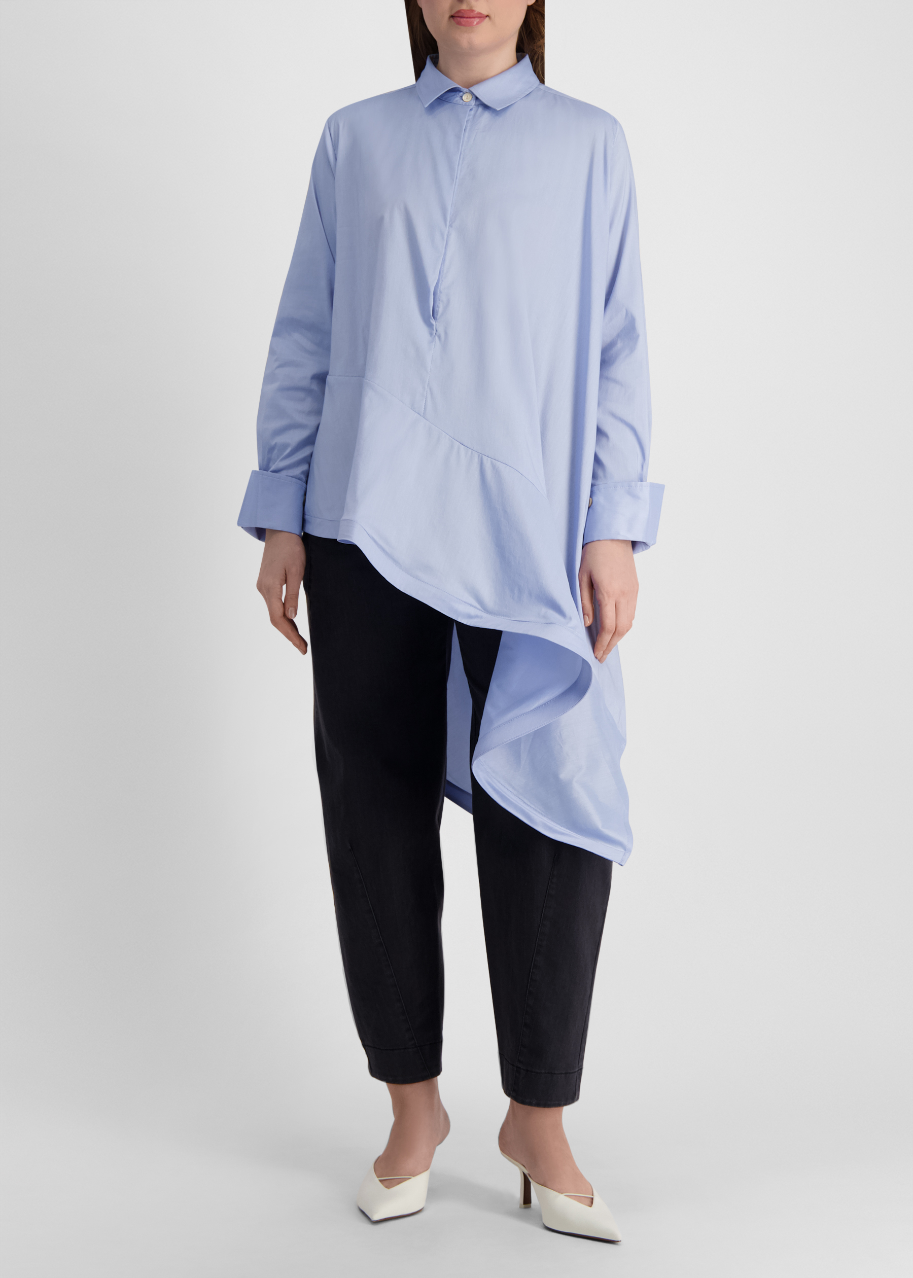 Desire blue asymmetric cotton-blend shirt