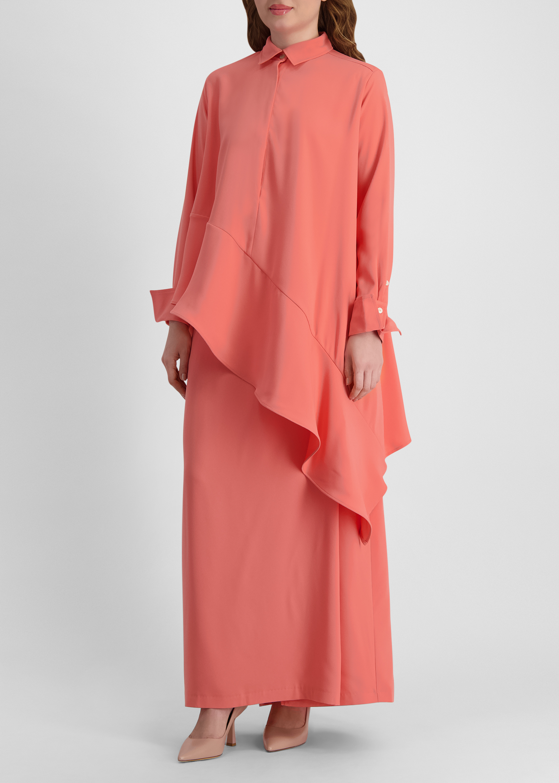 Desire pink asymmetric crepe shirt