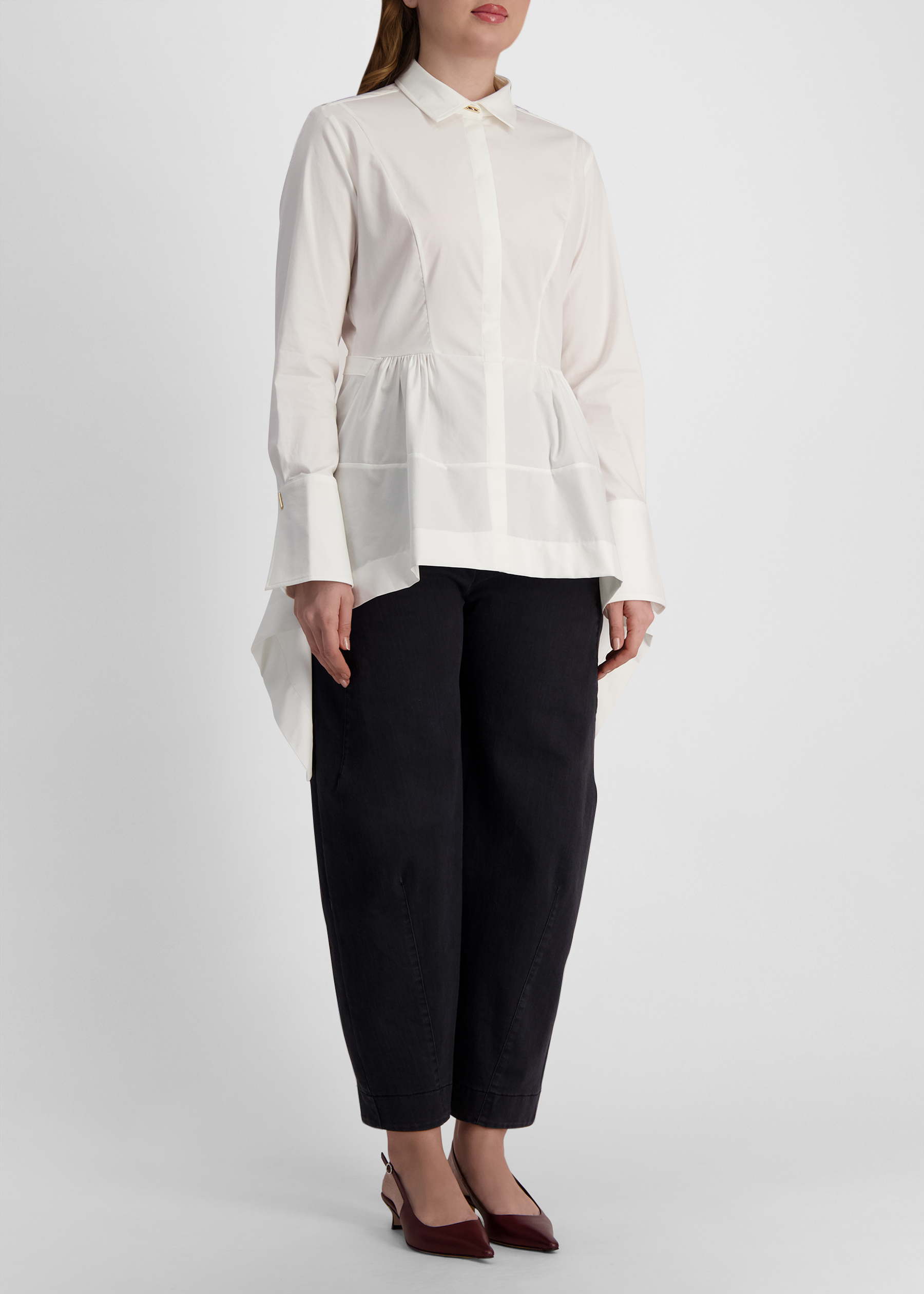 Worries fade navy tapered-leg cotton-blend trousers