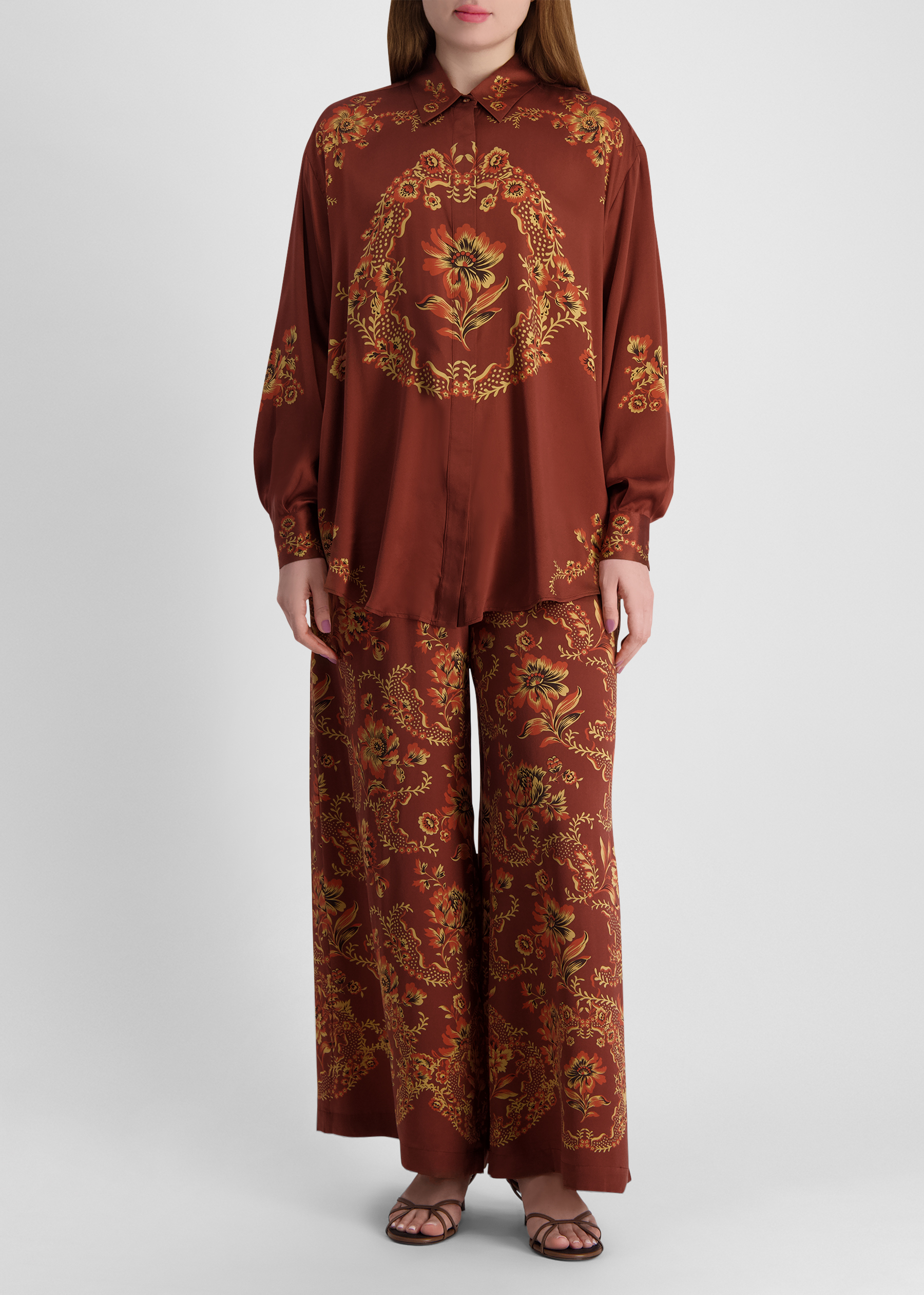 Seraphina floral-print silk shirt