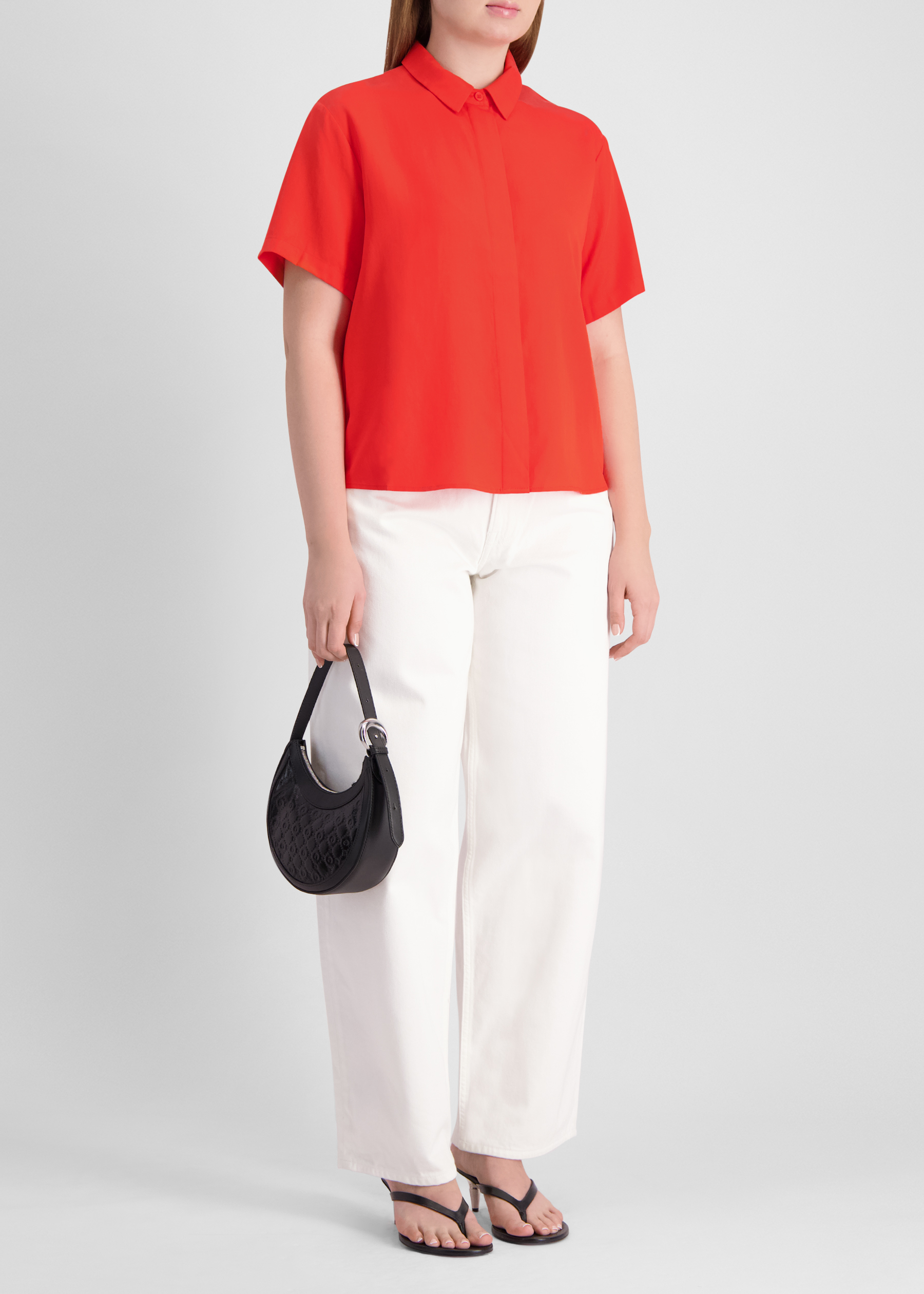 Mina red cropped shirt