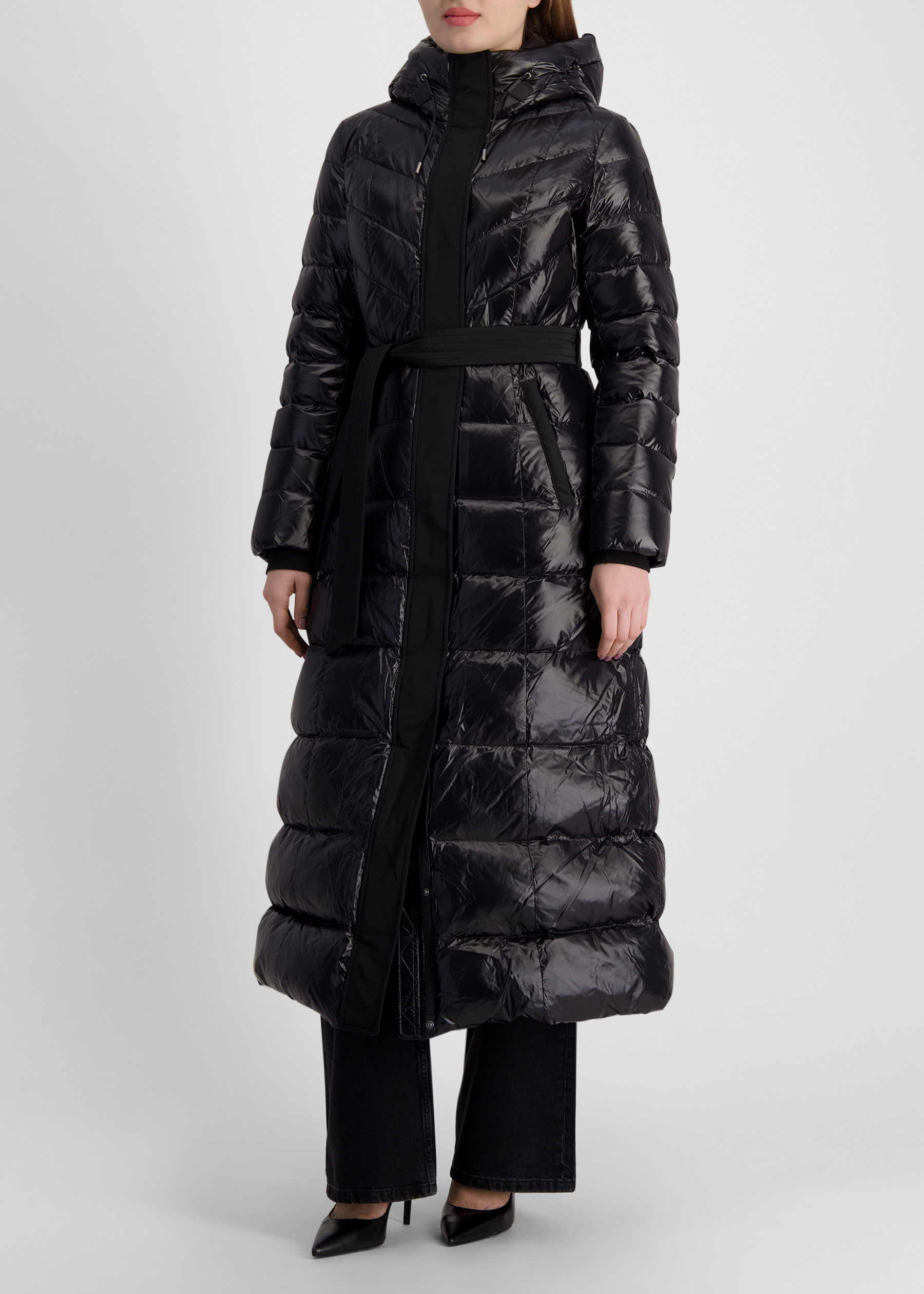 Calina black belted coat