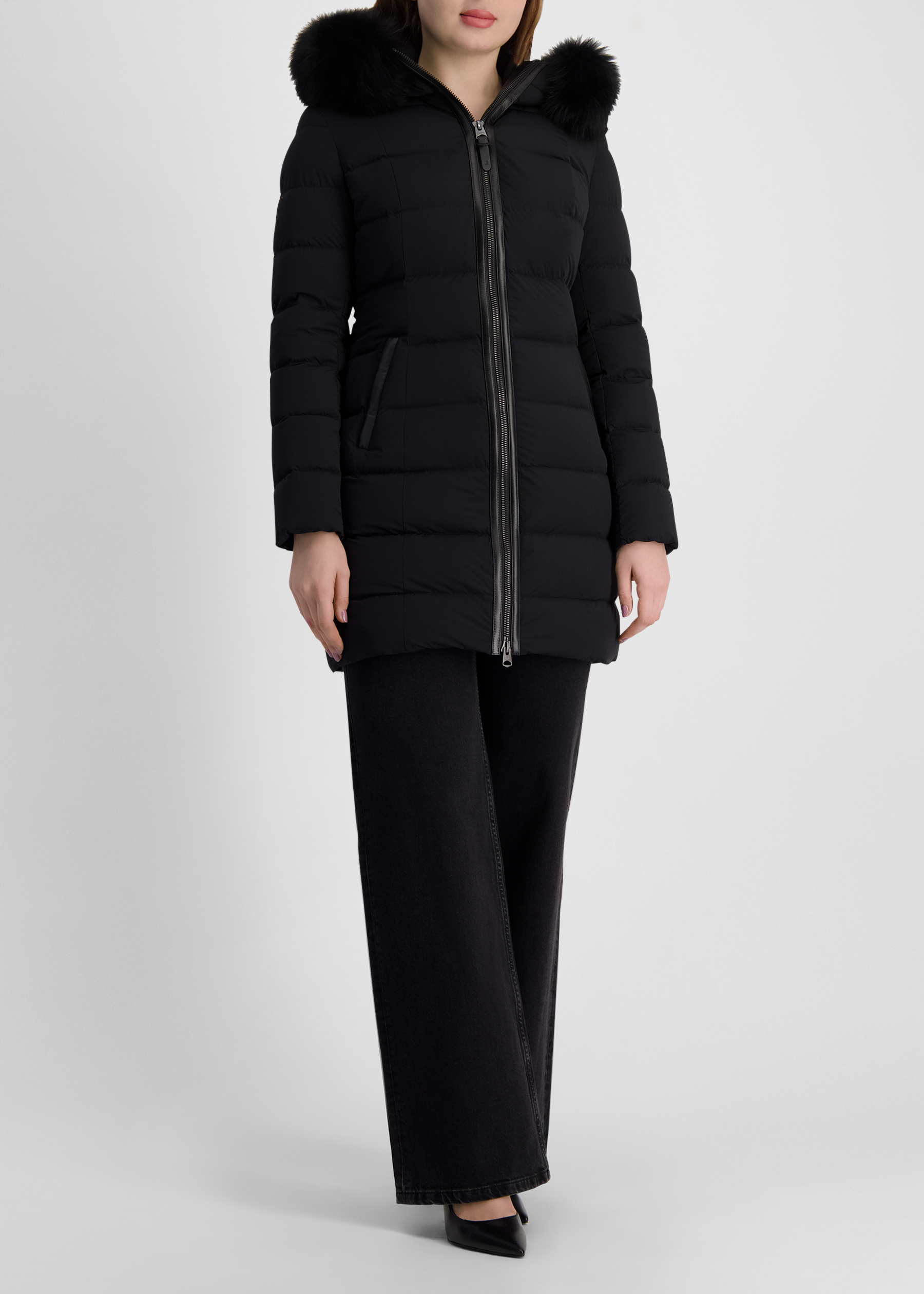 Calla black hooded coat
