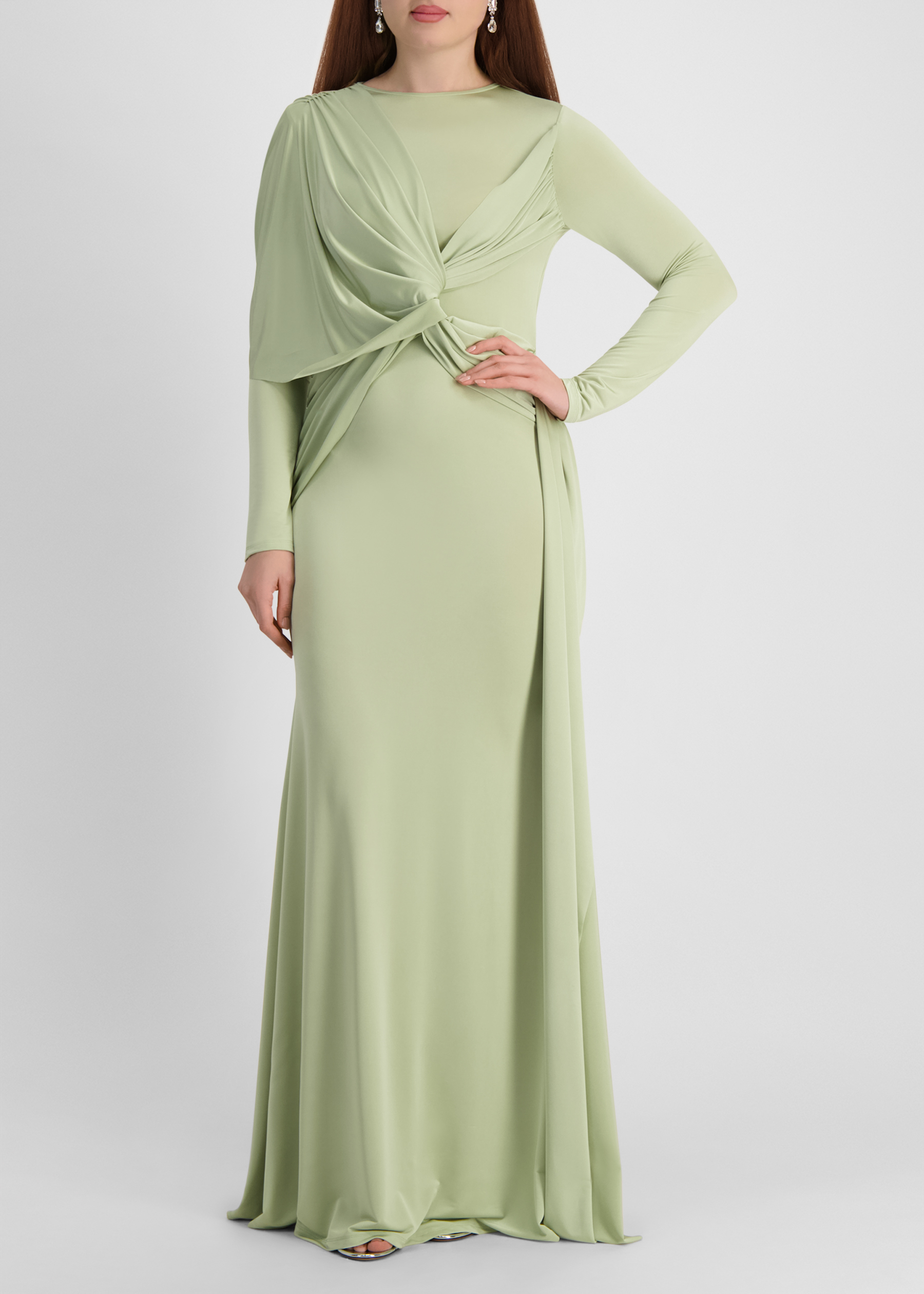 Vert green twisted jersey maxi dress