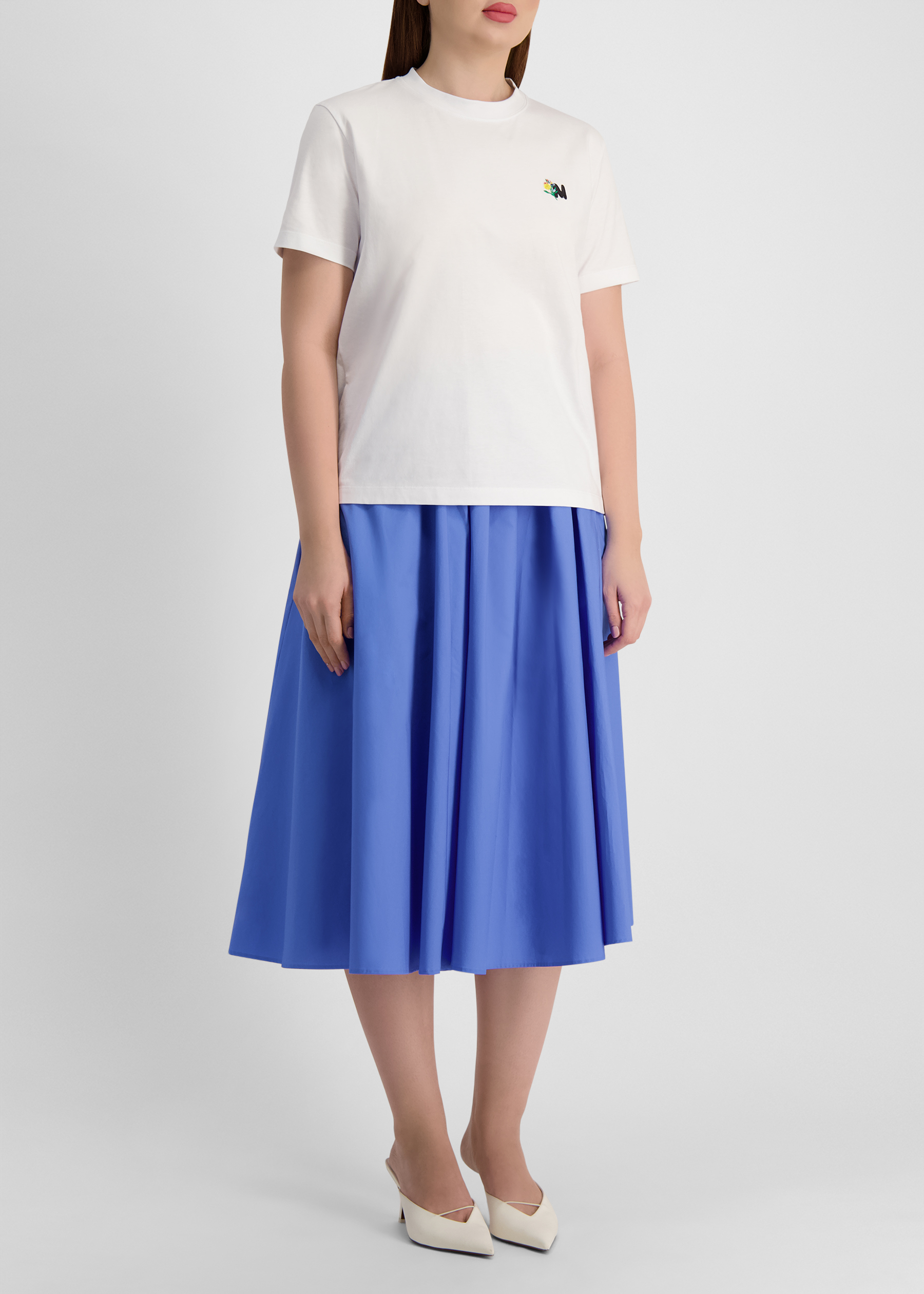 White logo-embroidered cotton T-shirt