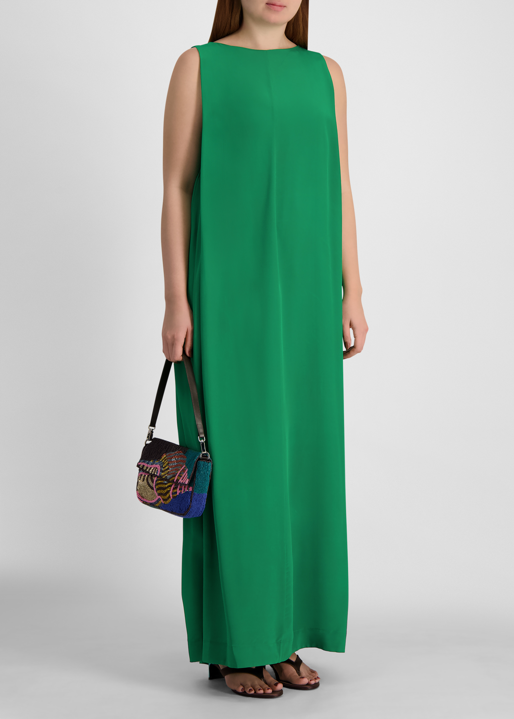 Dalia green silk maxi dress