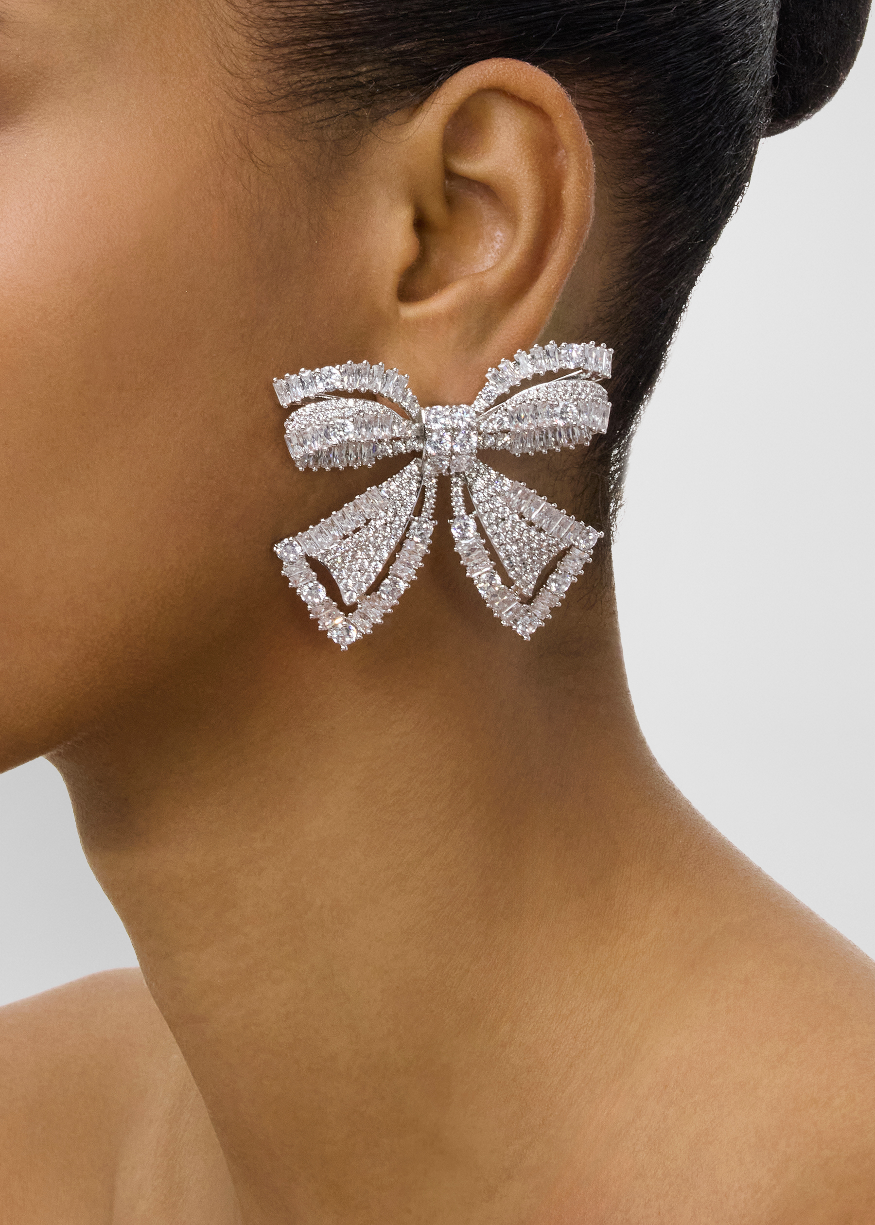 Silver crystal-embellished stud earrings