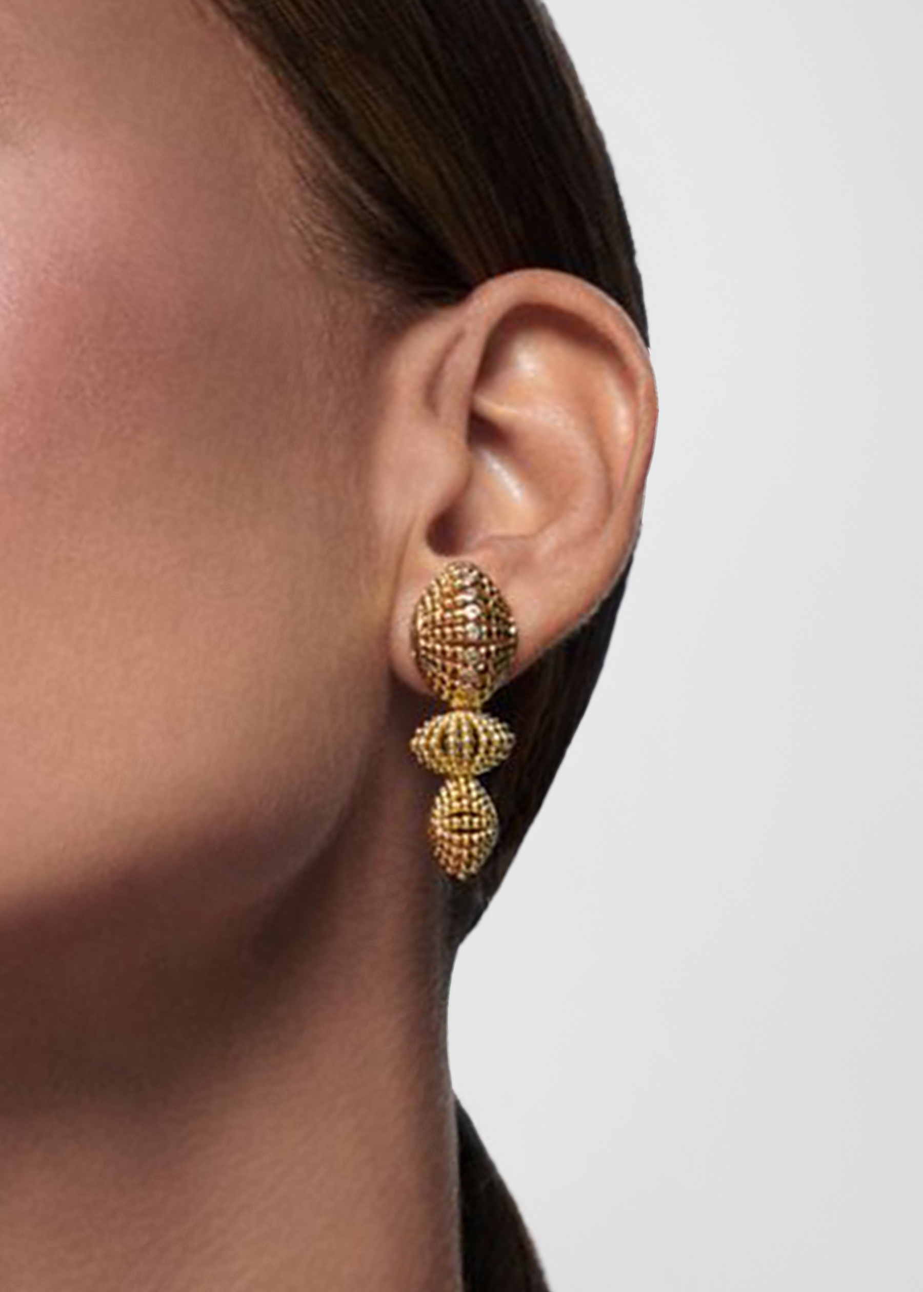Ravi nova beaded 24kt gold-plated drop earrings