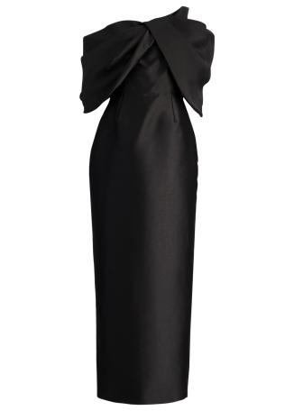 Davina black off-the-shoulder faille gown