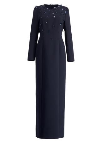 Saneem navy bead-embellished crepe maxi dress
