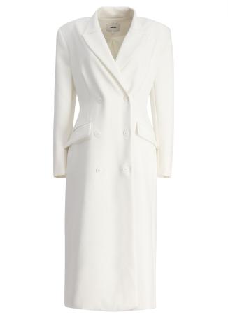 White tailored crepe midi dress