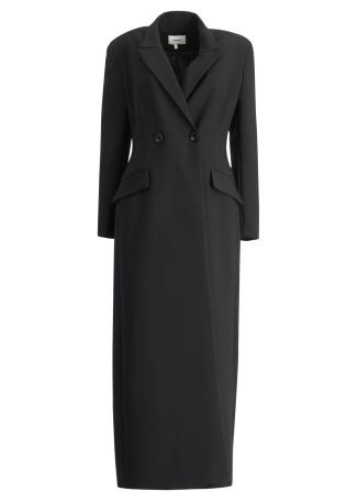 Black tailored crepe maxi dress