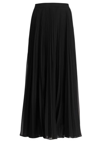 Black pleated chiffon maxi skirt