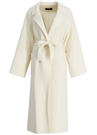 Suza beige belted wool coat