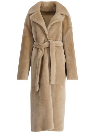 Rien beige belted leather coat