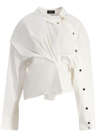 White stud-embellished stretch-cotton top