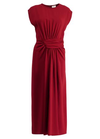 Red twisted midi dress