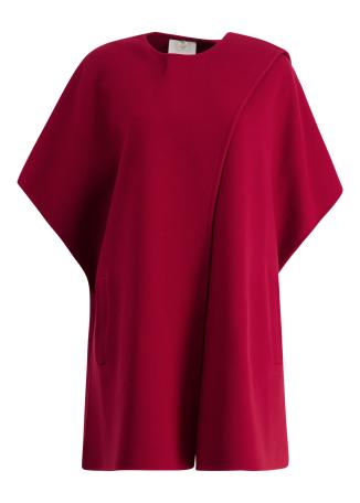Red panelled wool-blend top
