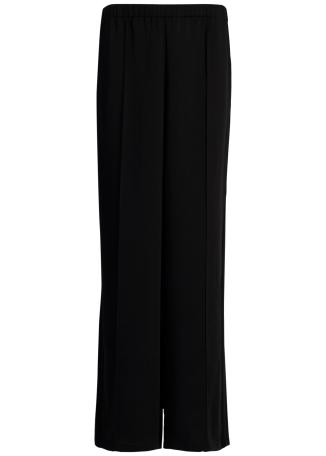 Black wide-leg crepe trousers
