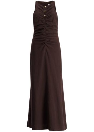 Beau brown ruched cotton maxi dress