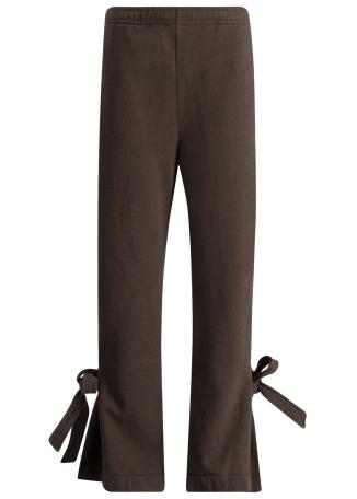 Brown bow-detailing cotton joggers