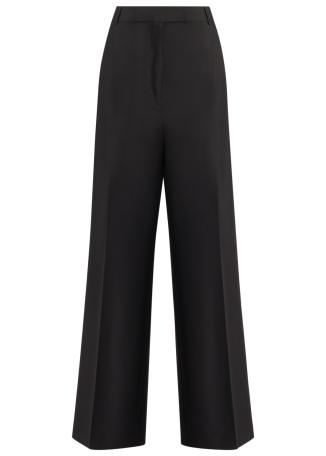 Black wide-leg wool trousers