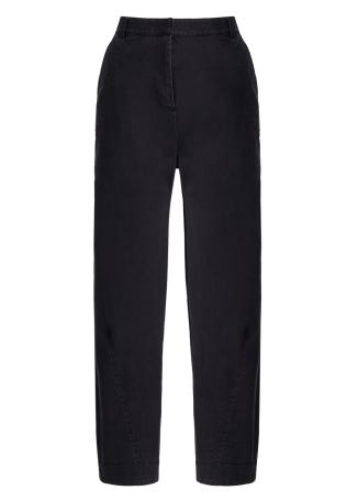 Worries fade navy tapered-leg cotton-blend trousers