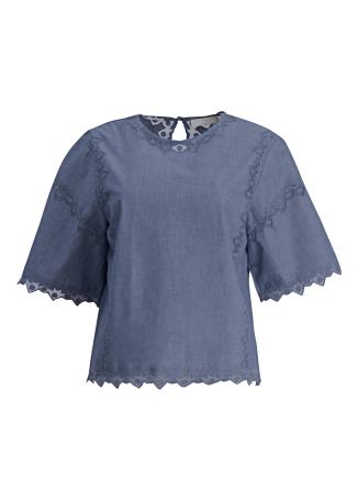 Kai blue embroidered cotton top