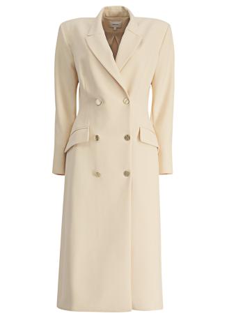 Nude double-breasted midi dress