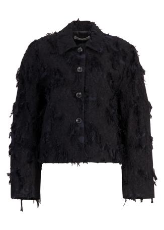 Sacress black textured cotton-blend jacket