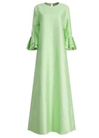 Menthe green textured-jacquard maxi dress