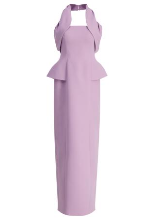 Lilac draped crepe maxi dress