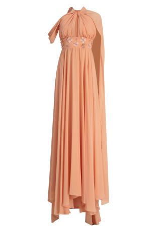Perry orange pleated chiffon maxi dress